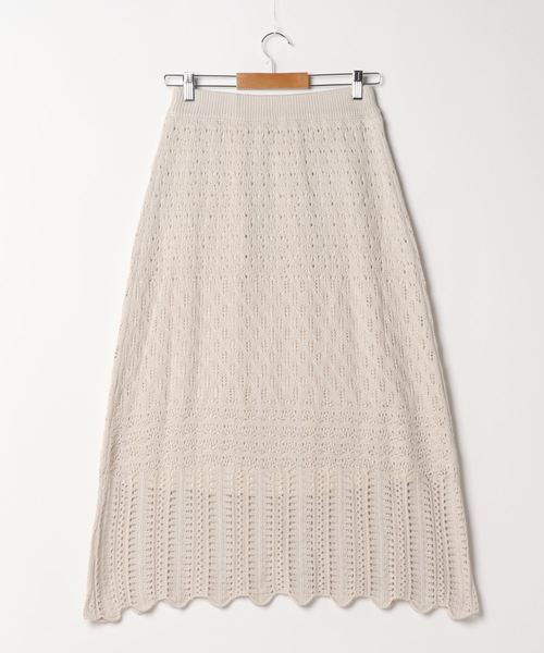 archives（アルシーヴ）の「透かし編みニットスカート（スカート・レディース・グレー/アイボリー/パープル・MEDIUM）」の4枚目の写真