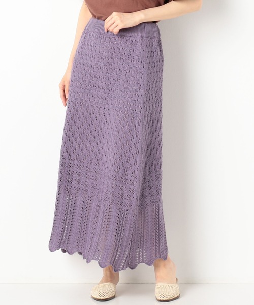 archives（アルシーヴ）の「透かし編みニットスカート（スカート・レディース・グレー/アイボリー/パープル・MEDIUM）」の3枚目の写真