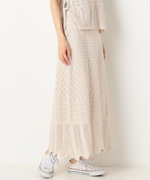 archives（アルシーヴ）の「透かし編みニットスカート（スカート・レディース・グレー/アイボリー/パープル・MEDIUM）」の2枚目の写真