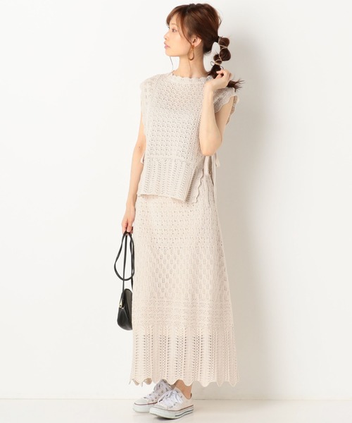 archives（アルシーヴ）の「透かし編みニットスカート（スカート・レディース・グレー/アイボリー/パープル・MEDIUM）」の18枚目の写真