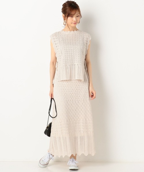 archives（アルシーヴ）の「透かし編みニットスカート（スカート・レディース・グレー/アイボリー/パープル・MEDIUM）」の20枚目の写真