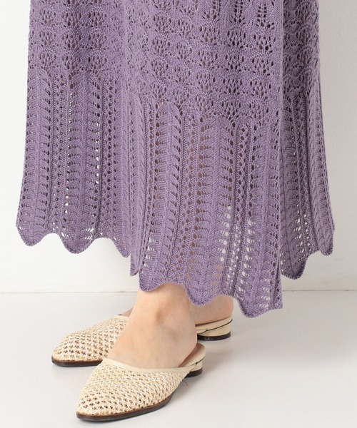 archives（アルシーヴ）の「透かし編みニットスカート（スカート・レディース・グレー/アイボリー/パープル・MEDIUM）」の5枚目の写真