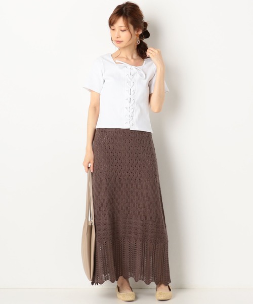 archives（アルシーヴ）の「透かし編みニットスカート（スカート・レディース・グレー/アイボリー/パープル・MEDIUM）」の15枚目の写真