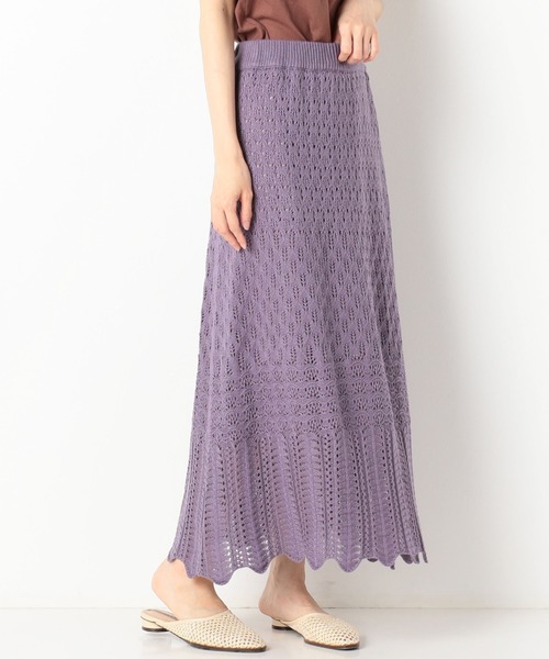 archives（アルシーヴ）の「透かし編みニットスカート（スカート・レディース・グレー/アイボリー/パープル・MEDIUM）」の11枚目の写真