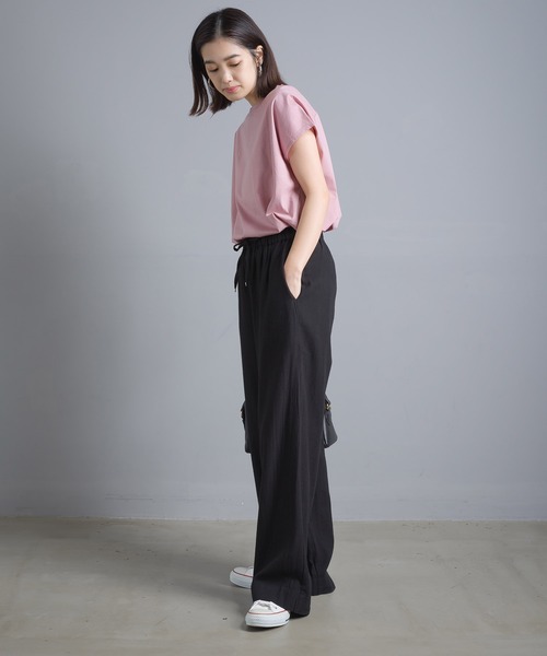OMNES Another Edition（オムネス アナザーエディション）の「シルケット加工 ラインストーンプルオーバー（Tシャツ/カットソー・レディース・ブラック/ホワイト/ピンク・FREE）」の16枚目の写真