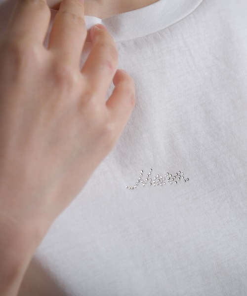 OMNES Another Edition（オムネス アナザーエディション）の「シルケット加工 ラインストーンプルオーバー（Tシャツ/カットソー・レディース・ブラック/ホワイト/ピンク・FREE）」の10枚目の写真