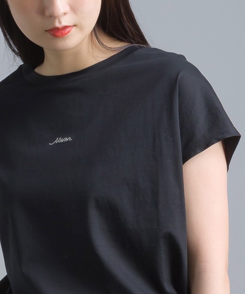 OMNES Another Edition（オムネス アナザーエディション）の「シルケット加工 ラインストーンプルオーバー（Tシャツ/カットソー・レディース・ブラック/ホワイト/ピンク・FREE）」の7枚目の写真