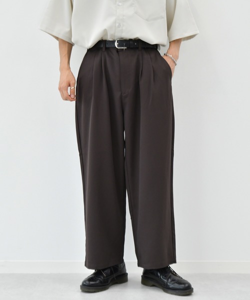 kutir（クティール）の「２タックワイドスラックスパンツ（その他パンツ・メンズ・ブラック/オフホワイト/ダークブラウン/ライトグリーン・MEDIUM/LARGE/SMALL）」の3枚目の写真