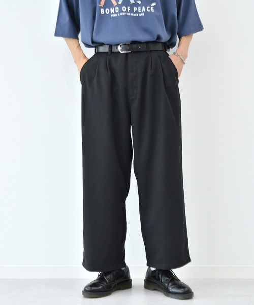 kutir（クティール）の「２タックワイドスラックスパンツ（その他パンツ・メンズ・ブラック/オフホワイト/ダークブラウン/ライトグリーン・MEDIUM/LARGE/SMALL）」の2枚目の写真