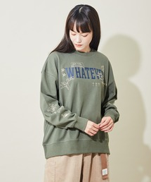 CUBE SUGAR（キューブシュガー）の「綿 度詰め スムース プリント 刺繍 クルーネック プルオーバー（Tシャツ/カットソー）」