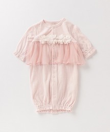 petit main | オーガニックコットン 花モチーフチュールつき2WAYオール(ロンパース)