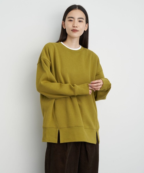 AMERICAN HOLIC(アメリカンホリック)の「前フリドロップショルダー裏毛チュニック *●(Tシャツ/カットソー・レディース・ブラック/ブラウン/グリーン/ライトベージュ・MEDIUM/LARGE)」の4枚目の写真