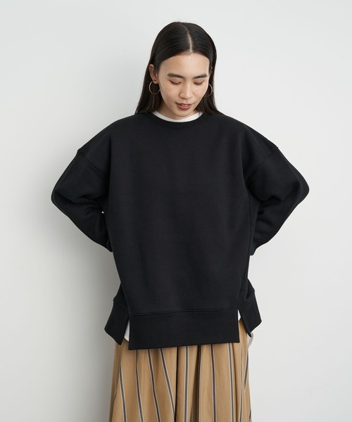 AMERICAN HOLIC(アメリカンホリック)の「前フリドロップショルダー裏毛チュニック *●(Tシャツ/カットソー・レディース・ブラック/ブラウン/グリーン/ライトベージュ・MEDIUM/LARGE)」の6枚目の写真