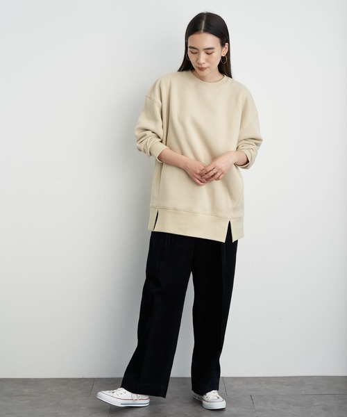 AMERICAN HOLIC(アメリカンホリック)の「前フリドロップショルダー裏毛チュニック *●(Tシャツ/カットソー・レディース・ブラック/ブラウン/グリーン/ライトベージュ・MEDIUM/LARGE)」の10枚目の写真