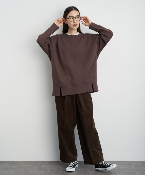 AMERICAN HOLIC(アメリカンホリック)の「前フリドロップショルダー裏毛チュニック *●(Tシャツ/カットソー・レディース・ブラック/ブラウン/グリーン/ライトベージュ・MEDIUM/LARGE)」の17枚目の写真