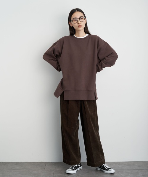 AMERICAN HOLIC(アメリカンホリック)の「前フリドロップショルダー裏毛チュニック *●(Tシャツ/カットソー・レディース・ブラック/ブラウン/グリーン/ライトベージュ・MEDIUM/LARGE)」の19枚目の写真