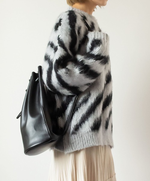 MINEDENIM (マインデニム) Zebra Mohair Knit Crewneck Pullover