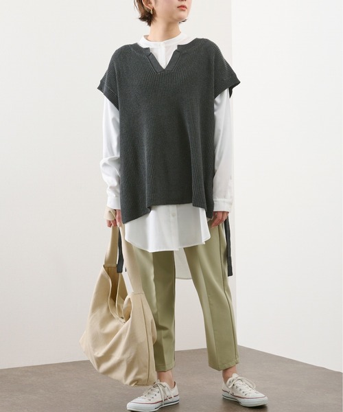 Ambre Neige（アンブルネージュ）の「ハイウエストタックパンツ／【WEB/EC限定商品】（その他パンツ・レディース・ベージュ/グリーン系その他/モカ・FREE）」の21枚目の写真