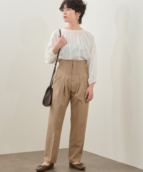 Ambre Neige（アンブルネージュ）の「ハイウエストタックパンツ／【WEB/EC限定商品】（その他パンツ・レディース・ベージュ/グリーン系その他/モカ・FREE）」の12枚目の写真