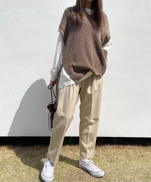Ambre Neige（アンブルネージュ）の「ハイウエストタックパンツ／【WEB/EC限定商品】（その他パンツ・レディース・ベージュ/グリーン系その他/モカ・FREE）」の17枚目の写真
