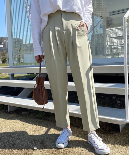 Ambre Neige（アンブルネージュ）の「ハイウエストタックパンツ／【WEB/EC限定商品】（その他パンツ・レディース・ベージュ/グリーン系その他/モカ・FREE）」の19枚目の写真