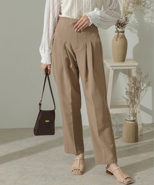 Ambre Neige（アンブルネージュ）の「ハイウエストタックパンツ／【WEB/EC限定商品】（その他パンツ・レディース・ベージュ/グリーン系その他/モカ・FREE）」の5枚目の写真