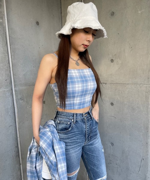 SPIRALGIRL(スパイラルガール)の「チェックビスチェ(キャミソール・レディース・パープル/ブルー/グリーン・FREE)」の3枚目の写真