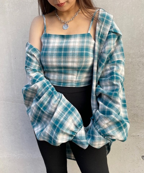 SPIRALGIRL(スパイラルガール)の「チェックビスチェ(キャミソール・レディース・パープル/ブルー/グリーン・FREE)」の2枚目の写真