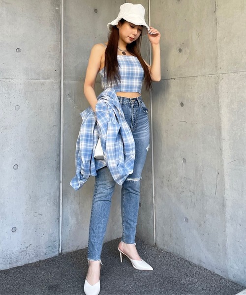 SPIRALGIRL(スパイラルガール)の「チェックビスチェ(キャミソール・レディース・パープル/ブルー/グリーン・FREE)」の9枚目の写真