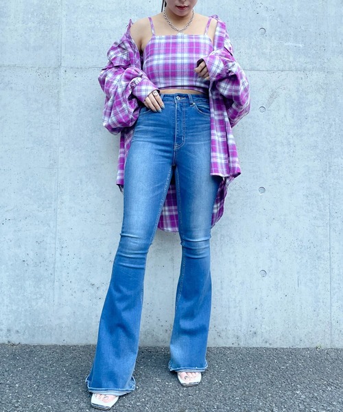 SPIRALGIRL(スパイラルガール)の「チェックビスチェ(キャミソール・レディース・パープル/ブルー/グリーン・FREE)」の6枚目の写真