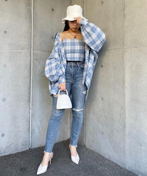 SPIRALGIRL(スパイラルガール)の「チェックビスチェ(キャミソール・レディース・パープル/ブルー/グリーン・FREE)」の4枚目の写真