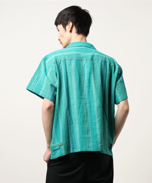 チャイハネ（チャイハネ）の「【チャイハネ】南インド織りモルジブメンズシャツ（シャツ/ブラウス・メンズ・ベージュ/ブラウン/グリーン・FREE）」の5枚目の写真