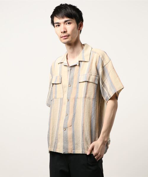 チャイハネ（チャイハネ）の「【チャイハネ】南インド織りモルジブメンズシャツ（シャツ/ブラウス・メンズ・ベージュ/ブラウン/グリーン・FREE）」の6枚目の写真