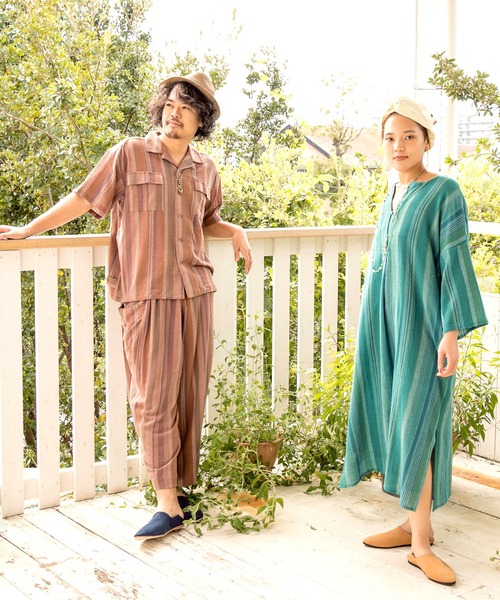 チャイハネ（チャイハネ）の「【チャイハネ】南インド織りモルジブメンズシャツ（シャツ/ブラウス・メンズ・ベージュ/ブラウン/グリーン・FREE）」の20枚目の写真