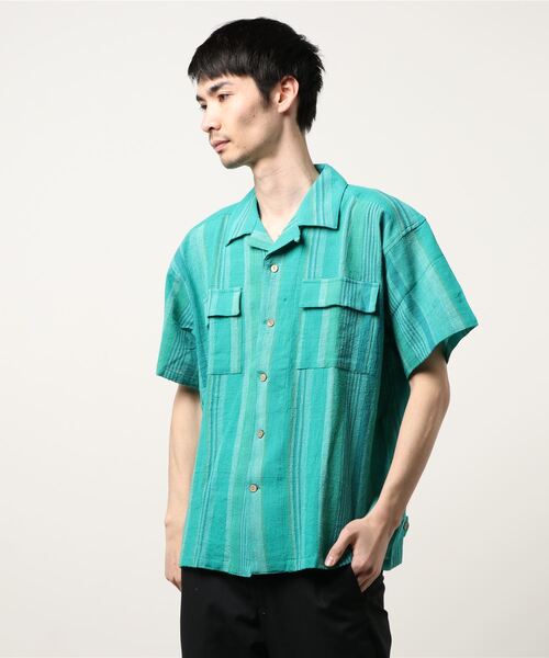 チャイハネ（チャイハネ）の「【チャイハネ】南インド織りモルジブメンズシャツ（シャツ/ブラウス・メンズ・ベージュ/ブラウン/グリーン・FREE）」の21枚目の写真