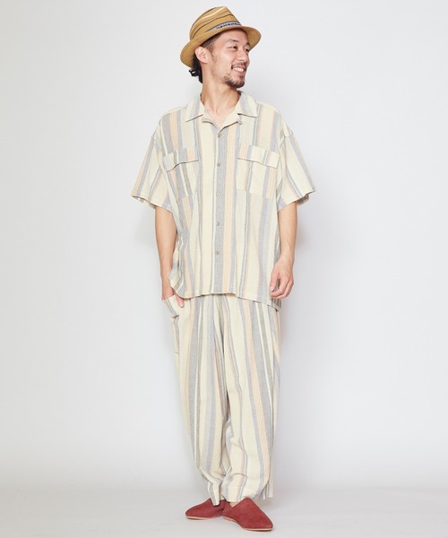 チャイハネ（チャイハネ）の「【チャイハネ】南インド織りモルジブメンズシャツ（シャツ/ブラウス・メンズ・ベージュ/ブラウン/グリーン・FREE）」の10枚目の写真