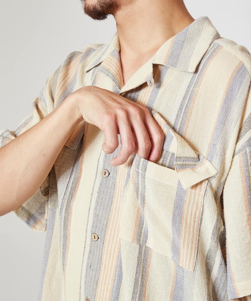 チャイハネ（チャイハネ）の「【チャイハネ】南インド織りモルジブメンズシャツ（シャツ/ブラウス・メンズ・ベージュ/ブラウン/グリーン・FREE）」の14枚目の写真