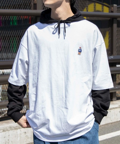 BEN DAVIS（ベンデイビス）の「∴WEGO/別注ベンデイビス刺繍ビッグTシャツ（Tシャツ/カットソー・メンズ・ダークグリーン/ベージュ系その他/グリーン/ホワイト/ライトパープル/スミクロ/サックスブルー/グリーン系その他/イエロー/アイボリー/マスタード/ダークオレンジ/ワイン・LARGE/SMALL/MEDIUM）」の2枚目の写真