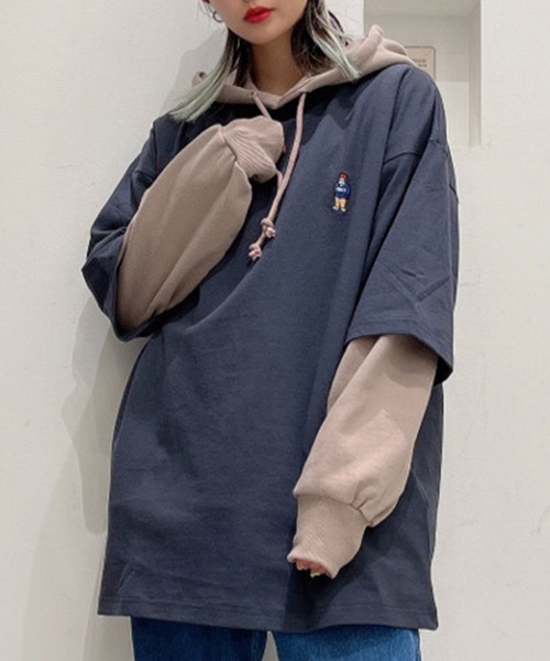 BEN DAVIS（ベンデイビス）の「∴WEGO/別注ベンデイビス刺繍ビッグTシャツ（Tシャツ/カットソー・メンズ・ダークグリーン/ベージュ系その他/グリーン/ホワイト/ライトパープル/スミクロ/サックスブルー/グリーン系その他/イエロー/アイボリー/マスタード/ダークオレンジ/ワイン・LARGE/SMALL/MEDIUM）」の4枚目の写真