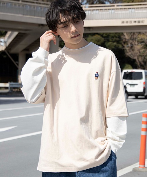BEN DAVIS（ベンデイビス）の「∴WEGO/別注ベンデイビス刺繍ビッグTシャツ（Tシャツ/カットソー・メンズ・ダークグリーン/ベージュ系その他/グリーン/ホワイト/ライトパープル/スミクロ/サックスブルー/グリーン系その他/イエロー/アイボリー/マスタード/ダークオレンジ/ワイン・LARGE/SMALL/MEDIUM）」の3枚目の写真