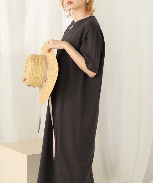 Bab（バブ）の「【WEB限定】USコットンバックスリット半袖カットワンピース（ワンピース・レディース・チャコールグレー/ブラック/パープル/グレー系その他/ブラウン/オフホワイト・FREE）」の20枚目の写真