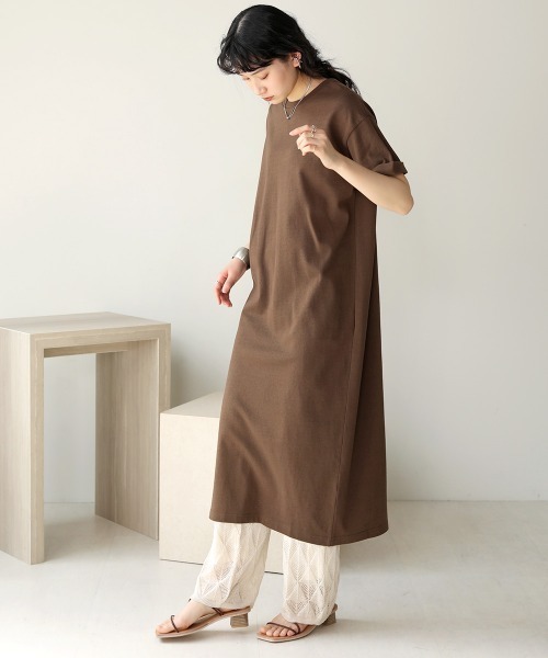 Bab（バブ）の「【WEB限定】USコットンバックスリット半袖カットワンピース（ワンピース・レディース・チャコールグレー/ブラック/パープル/グレー系その他/ブラウン/オフホワイト・FREE）」の17枚目の写真