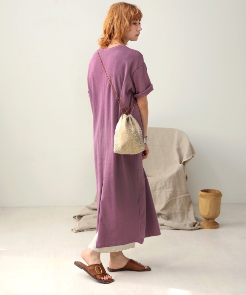 Bab（バブ）の「【WEB限定】USコットンバックスリット半袖カットワンピース（ワンピース・レディース・チャコールグレー/ブラック/パープル/グレー系その他/ブラウン/オフホワイト・FREE）」の13枚目の写真