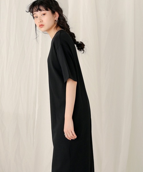 Bab（バブ）の「【WEB限定】USコットンバックスリット半袖カットワンピース（ワンピース・レディース・チャコールグレー/ブラック/パープル/グレー系その他/ブラウン/オフホワイト・FREE）」の14枚目の写真