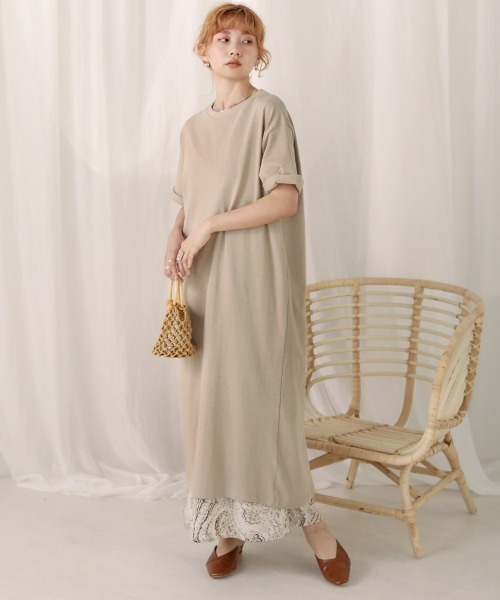 Bab（バブ）の「【WEB限定】USコットンバックスリット半袖カットワンピース（ワンピース・レディース・チャコールグレー/ブラック/パープル/グレー系その他/ブラウン/オフホワイト・FREE）」の18枚目の写真