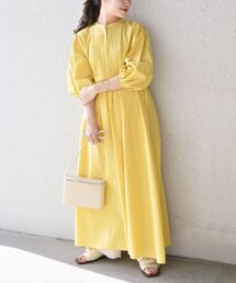 コットンシルクピンタックワンピース◇