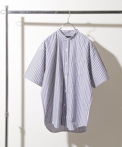 ZIP FIVE（ジップファイブ）の「【ZIP FIVE】 高密度 T/Cブロード 半袖 バンドカラー シャツ（シャツ/ブラウス・メンズ・ブラック/パープル/オフホワイト/ブルー/ダークネイビー/ブラック系/ネイビー系1/ベージュ/ネイビー/オリーブ/チャコール/ホワイト系/ネイビー系/ブルー系・X-LARGE/SMALL/LARGE/MEDIUM）」の13枚目の写真