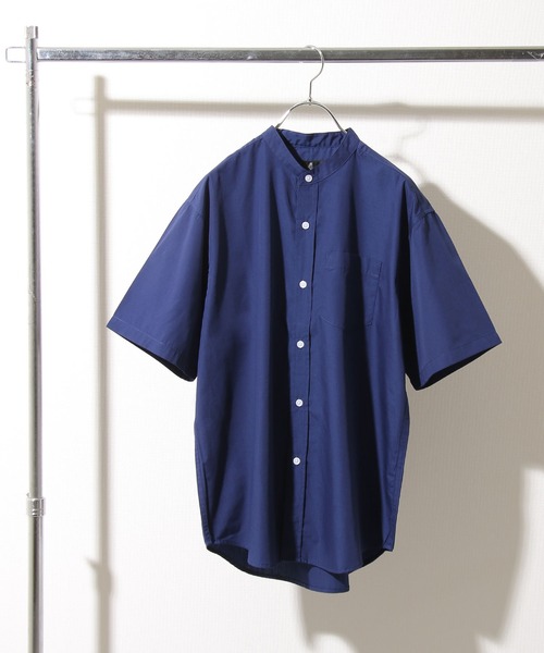 ZIP FIVE（ジップファイブ）の「【ZIP FIVE】 高密度 T/Cブロード 半袖 バンドカラー シャツ（シャツ/ブラウス・メンズ・ブラック/パープル/オフホワイト/ブルー/ダークネイビー/ブラック系/ネイビー系1/ベージュ/ネイビー/オリーブ/チャコール/ホワイト系/ネイビー系/ブルー系・X-LARGE/SMALL/LARGE/MEDIUM）」の10枚目の写真