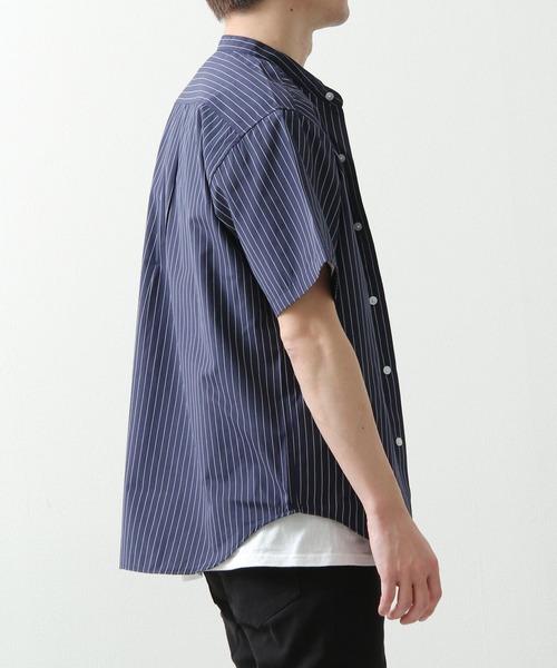 ZIP FIVE（ジップファイブ）の「【ZIP FIVE】 高密度 T/Cブロード 半袖 バンドカラー シャツ（シャツ/ブラウス・メンズ・ブラック/パープル/オフホワイト/ブルー/ダークネイビー/ブラック系/ネイビー系1/ベージュ/ネイビー/オリーブ/チャコール/ホワイト系/ネイビー系/ブルー系・X-LARGE/SMALL/LARGE/MEDIUM）」の17枚目の写真