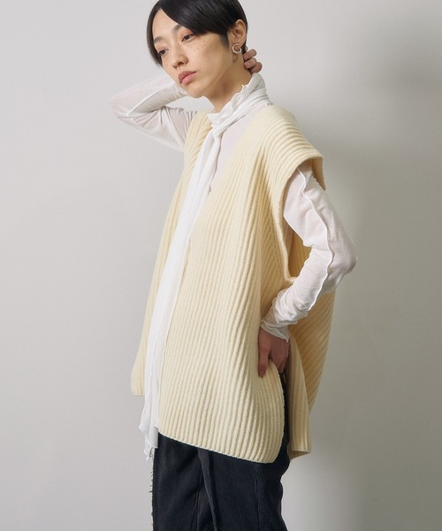 JANESMITH(ジェーンスミス)の「JANESMITH ジェーンスミス / OVER SIZE V NECK KINT オーバーサイズVネックニットベスト / 21WKN-#809S(ベスト・レディース・ホワイト/ブラック/グレー/イエロー系その他・SMALL/MEDIUM/LARGE)」の10枚目の写真